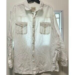 Men’s True Nation Button Down White Long Sleeve Pockets (540)
